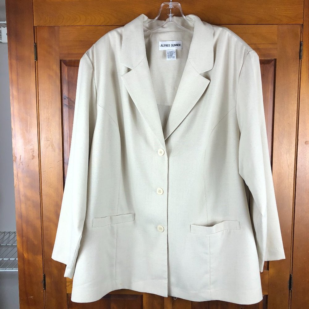 ALFRED DUNNER Vintage Linen Blend Cream Blazer